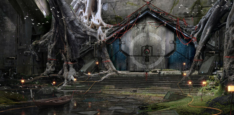 Ancient Door with Roots