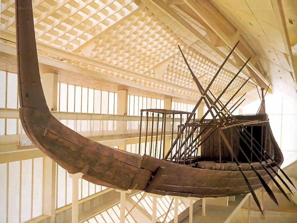 Ancient Egyptian boat in museum
