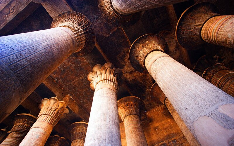 Ancient Egyptian Columns — Brown, Dramatic