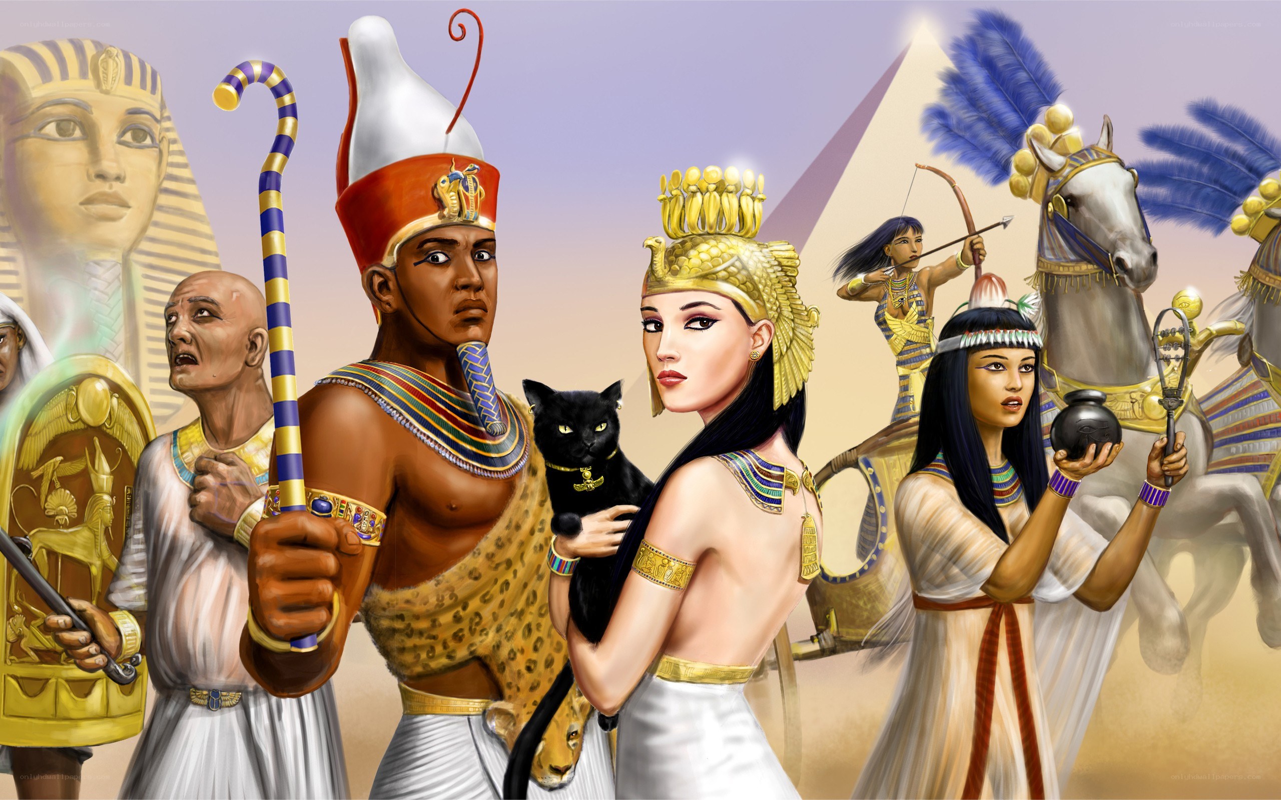 Ancient Egyptian figures and scenes