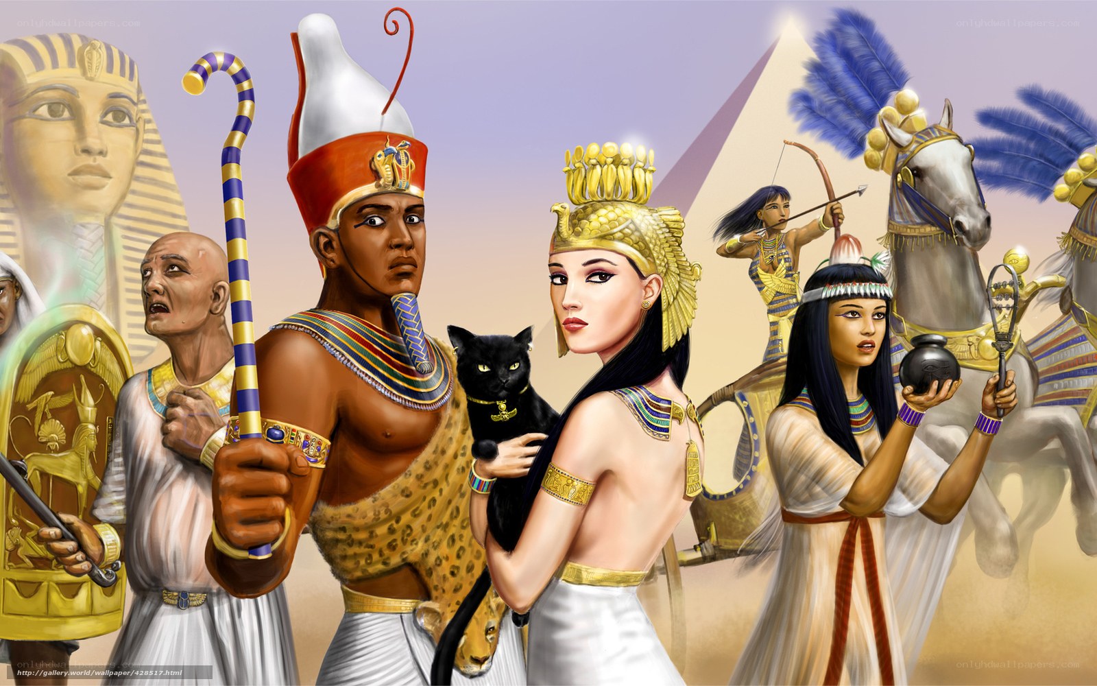 Ancient Egyptian figures and scenes