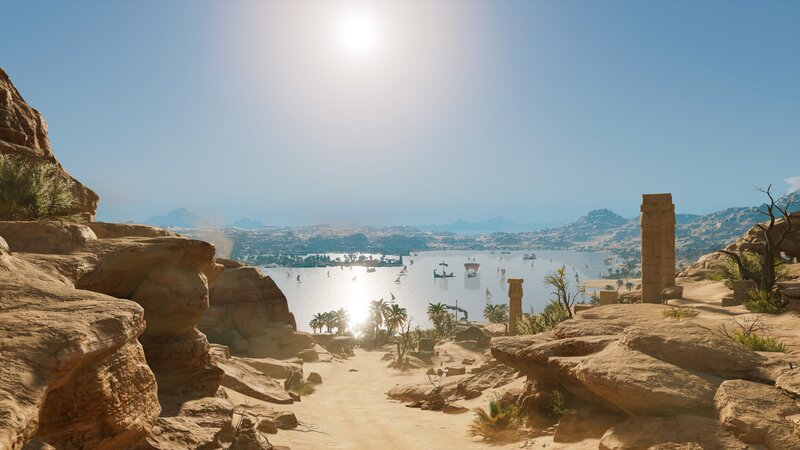 Ancient Egyptian Landscape — Blue, Serene