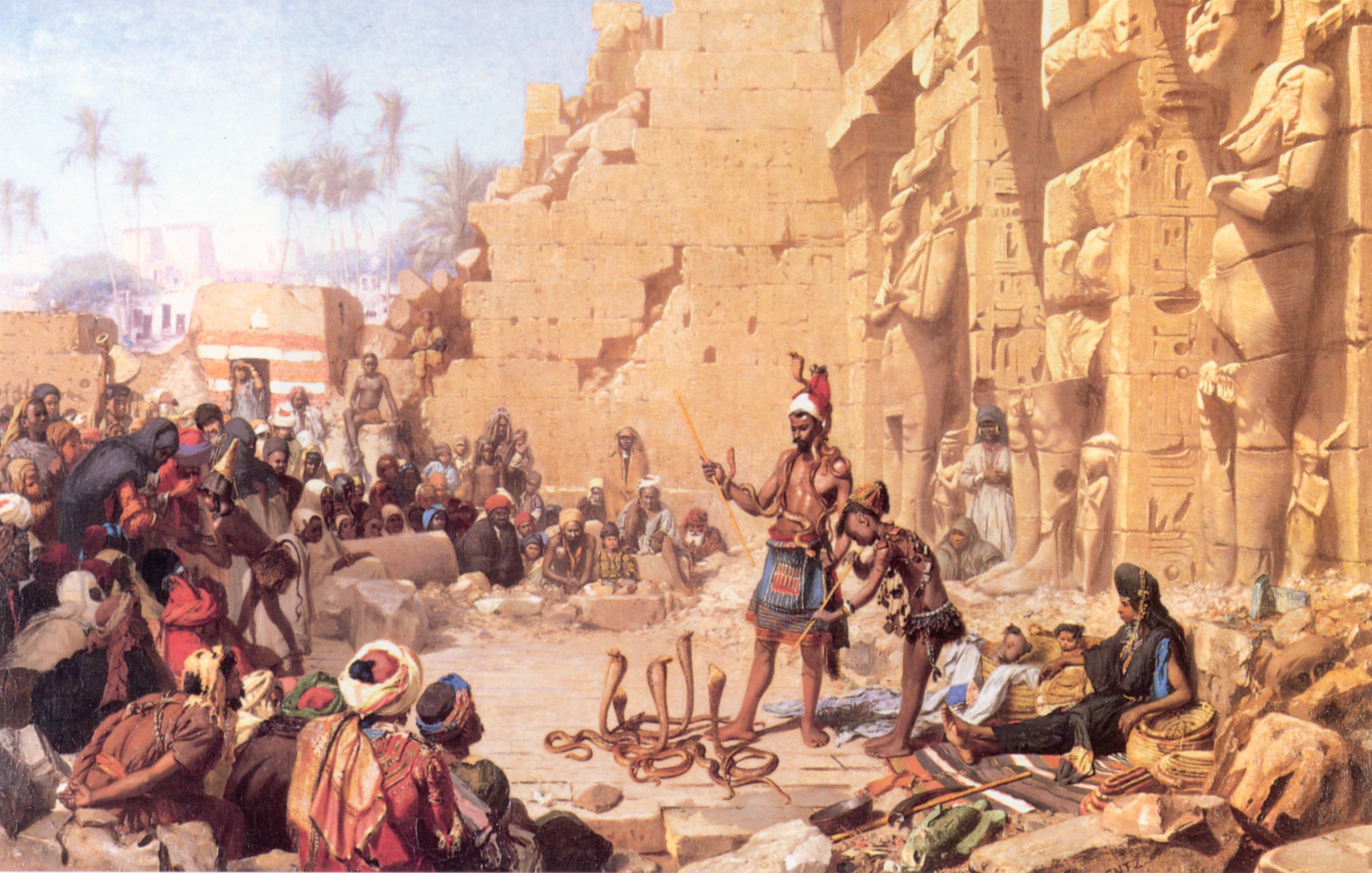 Ancient Egyptian scene with snakes