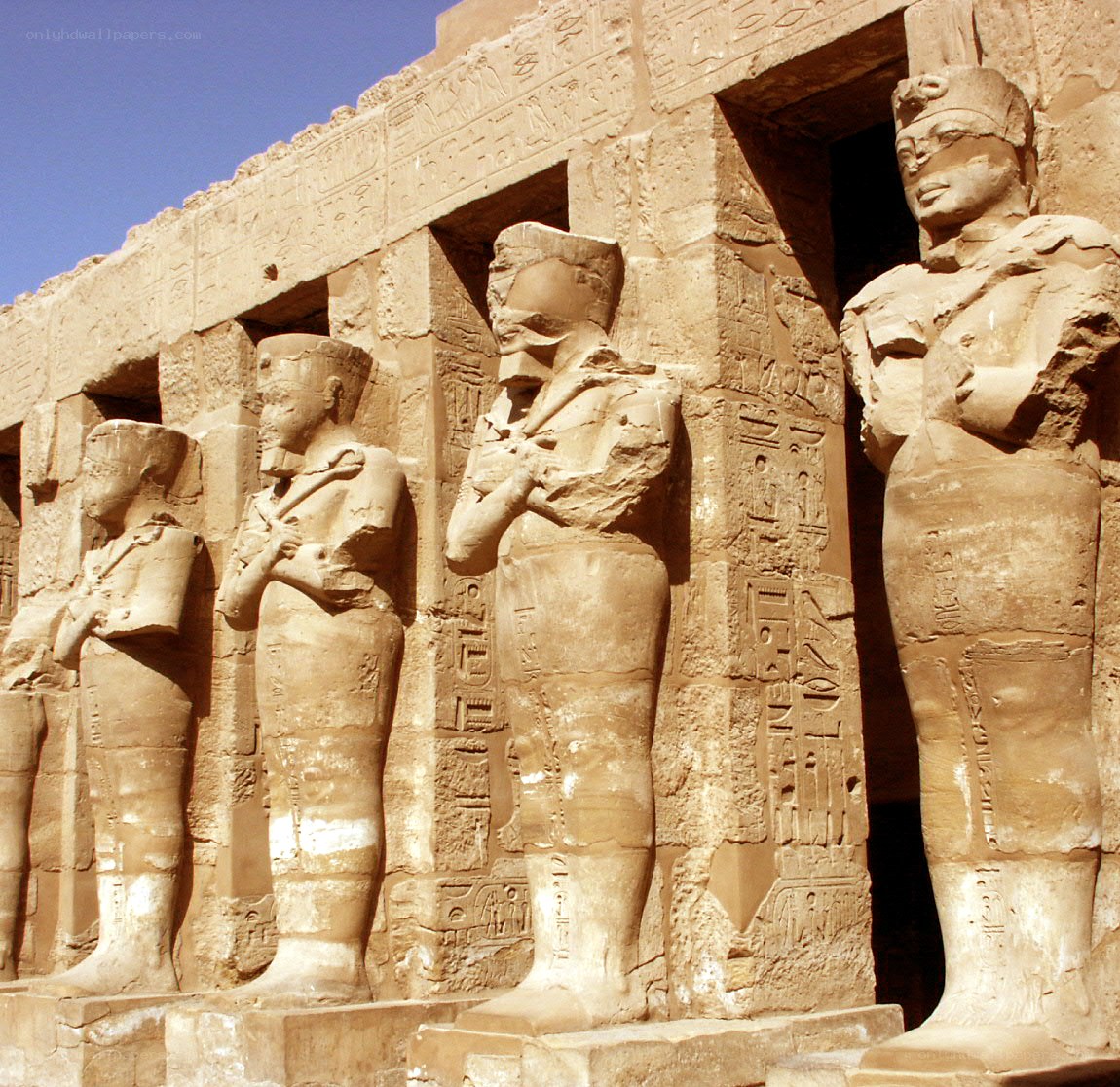 Ancient Egyptian statues at temple