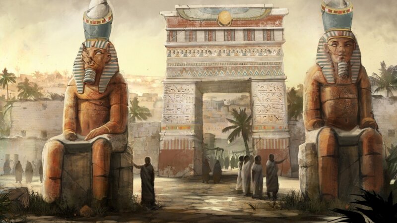 Ancient Egyptian Statues — Brown, Dramatic, Afternoon