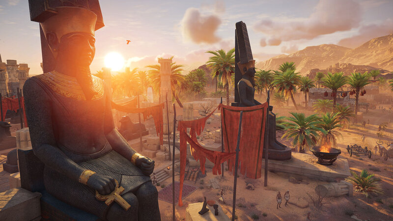 Ancient Egyptian Statues — Orange, Dramatic