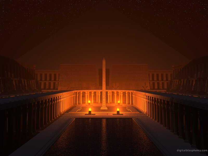 ancient egyptian temple at night