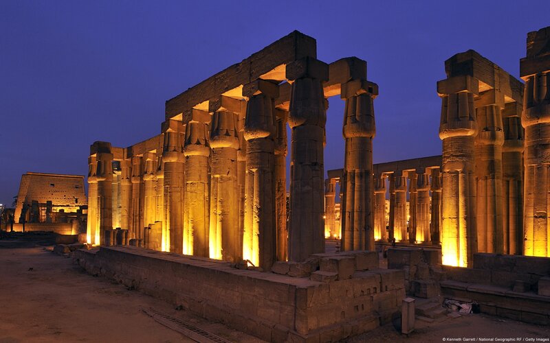Ancient Egyptian Temple — Blue, Dramatic, Night