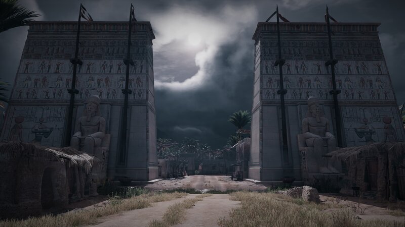 Ancient Egyptian Temple — Gray, Dramatic