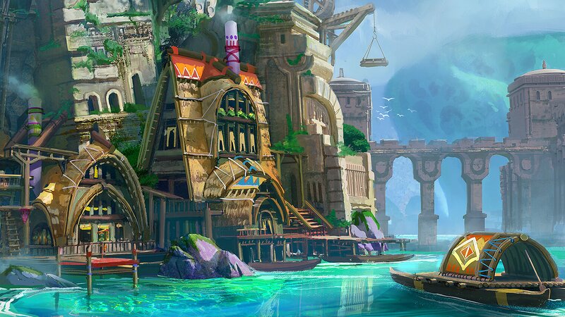 Ancient Floating City — Blue, Serene