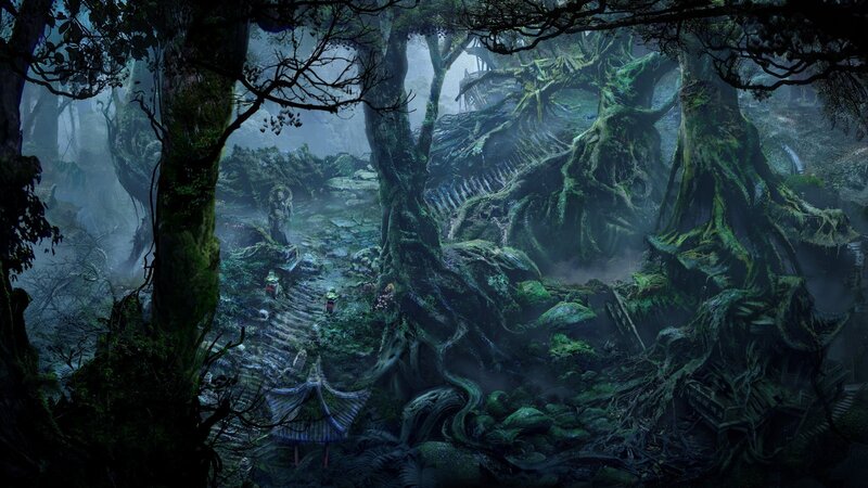 Ancient Forest Ruins — Green, Mysterious