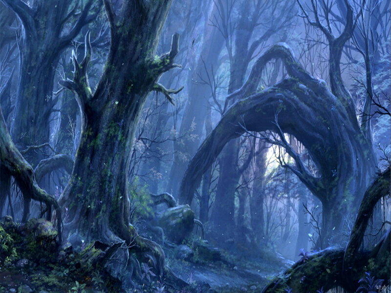 Ancient Forest with Twisted Trees — Blue