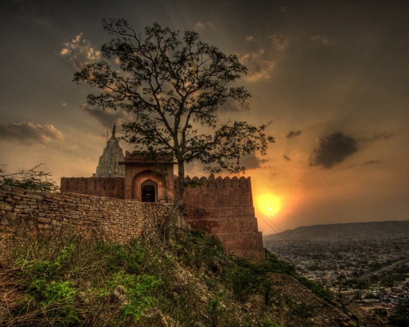 ancient fort at sunset