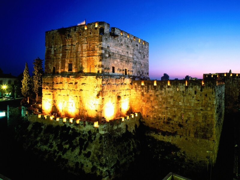 ancient fortress at dusk