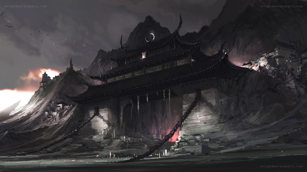 Ancient fortress at dusk