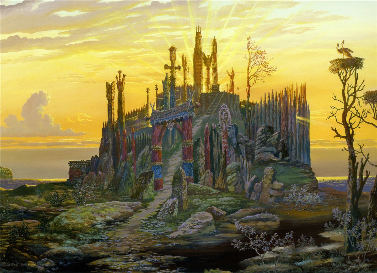 ancient fortress at sunset