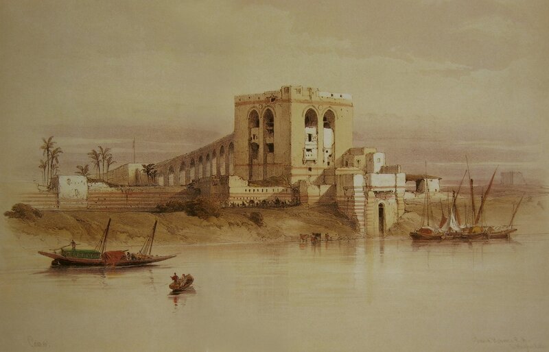 Ancient Fortress by River — Brown