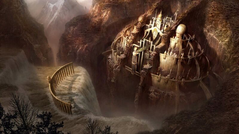 ancient fortress in mountain canyon