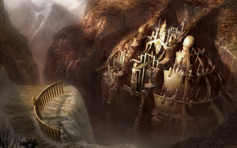 ancient fortress in mountain canyon
