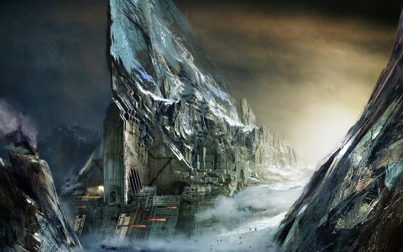 Ancient Fortress in Mountains — Gray, Dramatic, Night