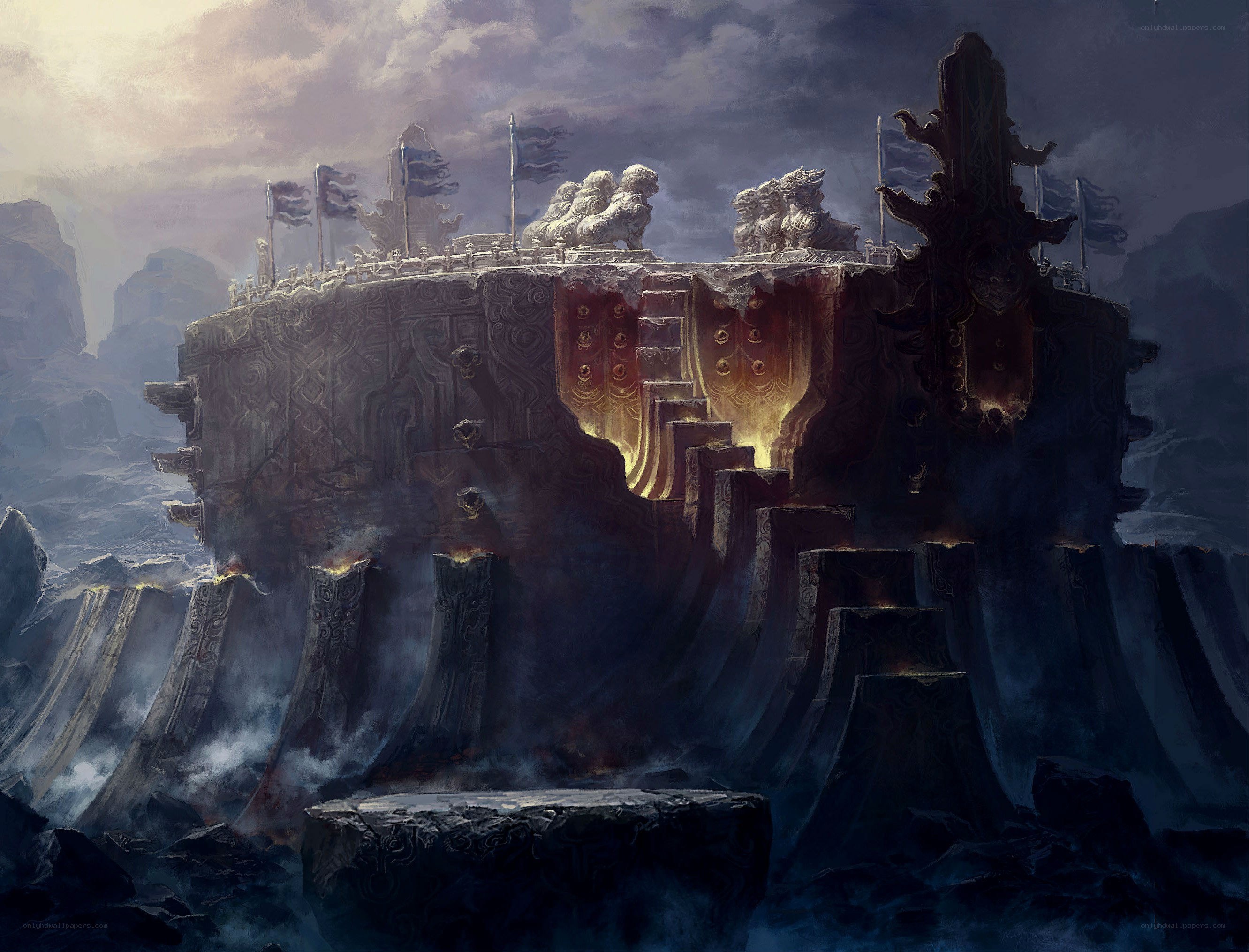 ancient fortress on a cliff