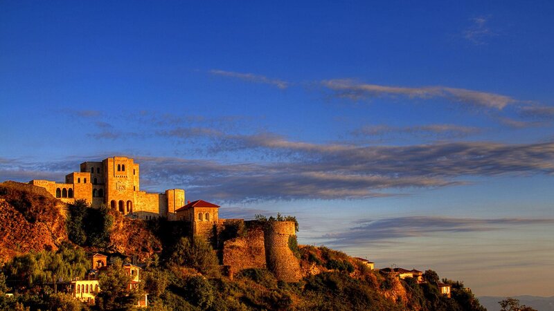Ancient Fortress on Hill — Blue, Dramatic