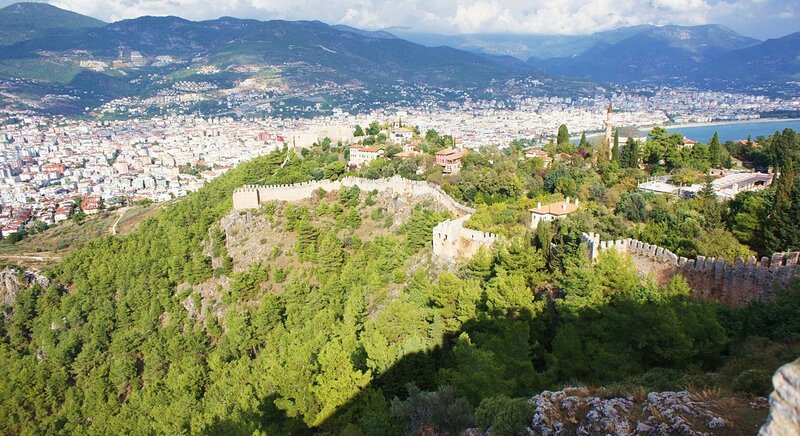 Ancient Fortress on Hill — Green, Serene, Afternoon, Photograph