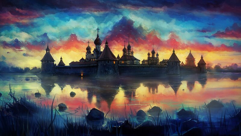 Ancient Fortress on Lake