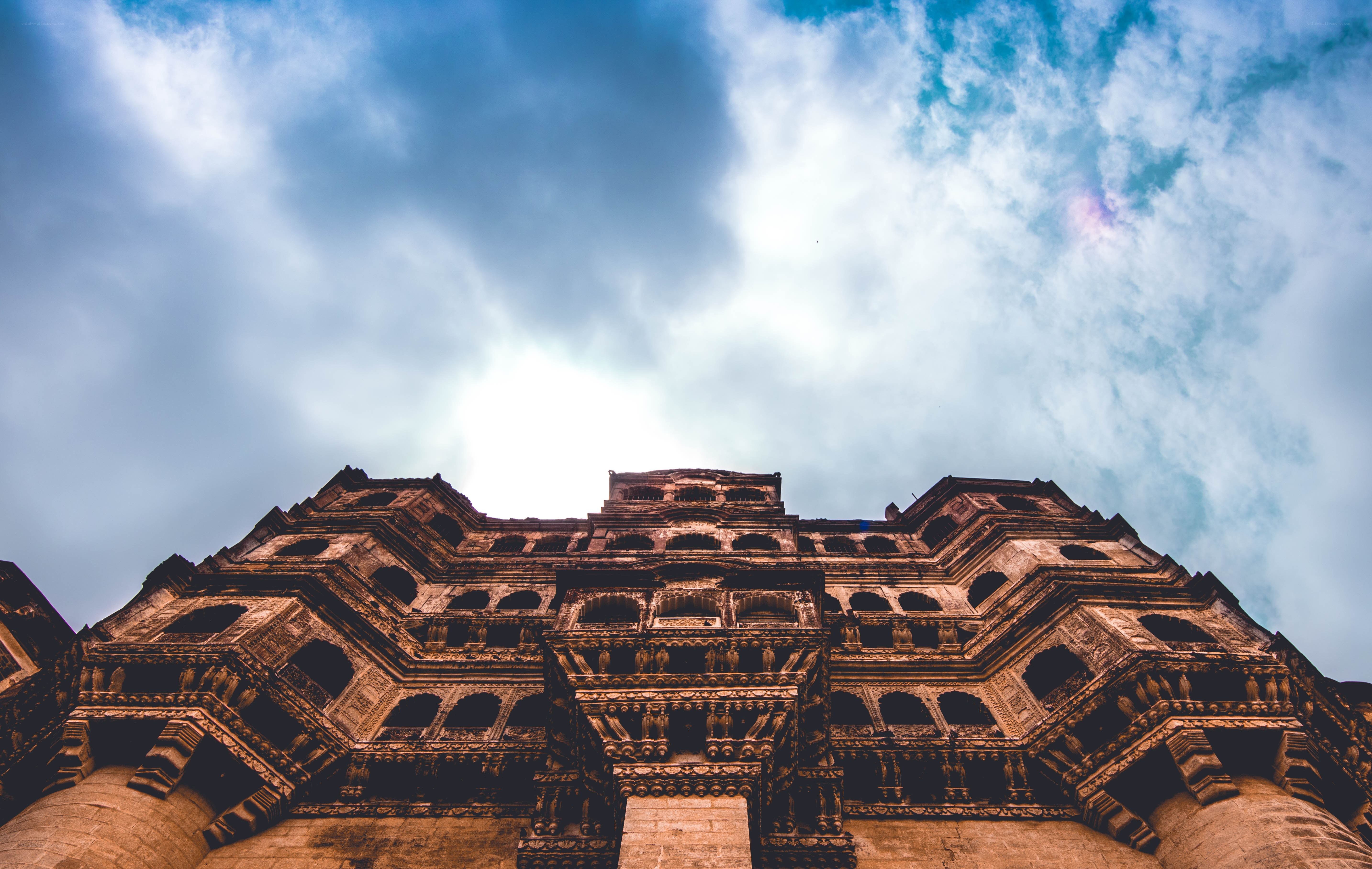 ancient fortress under cloudy sky