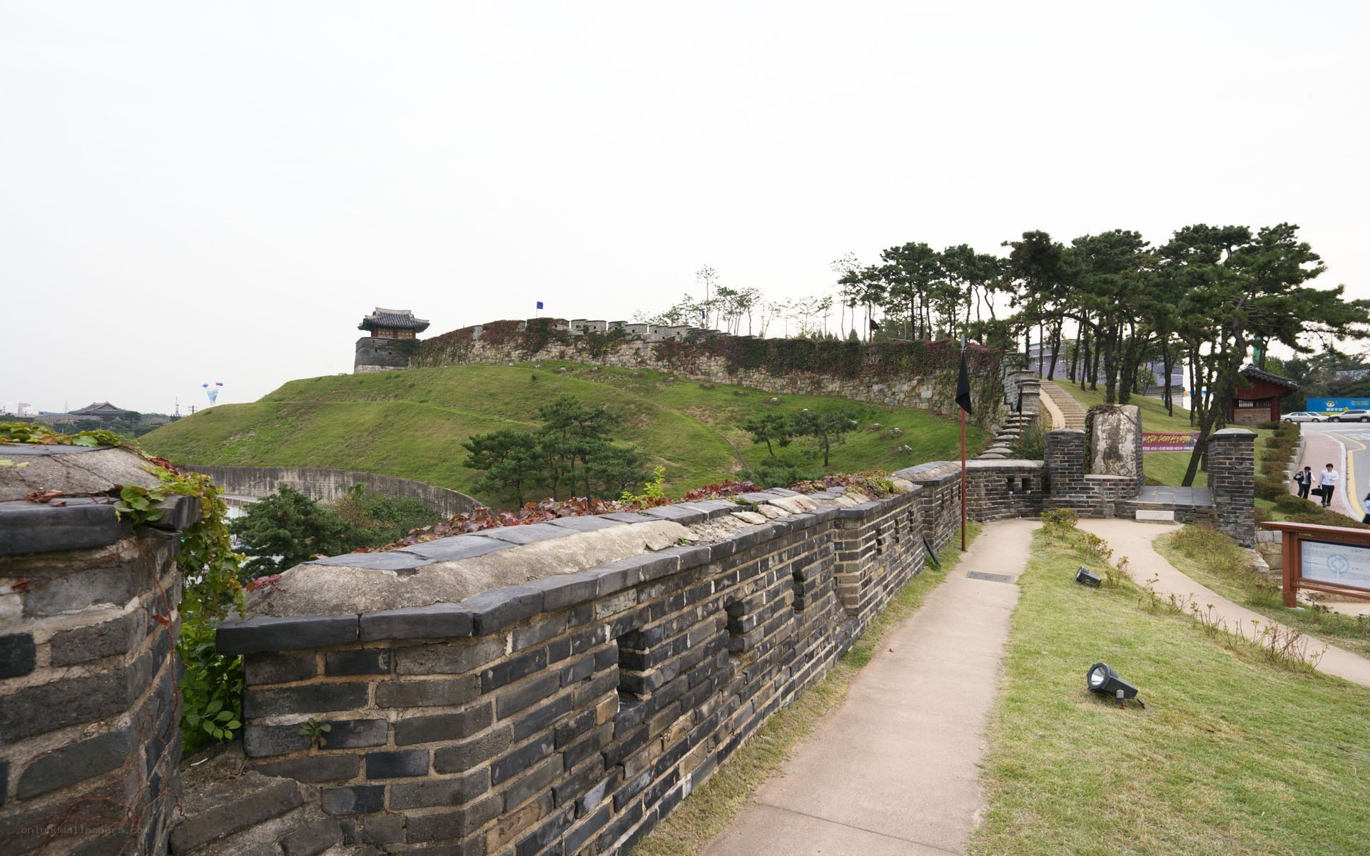 ancient fortress wall and pathway