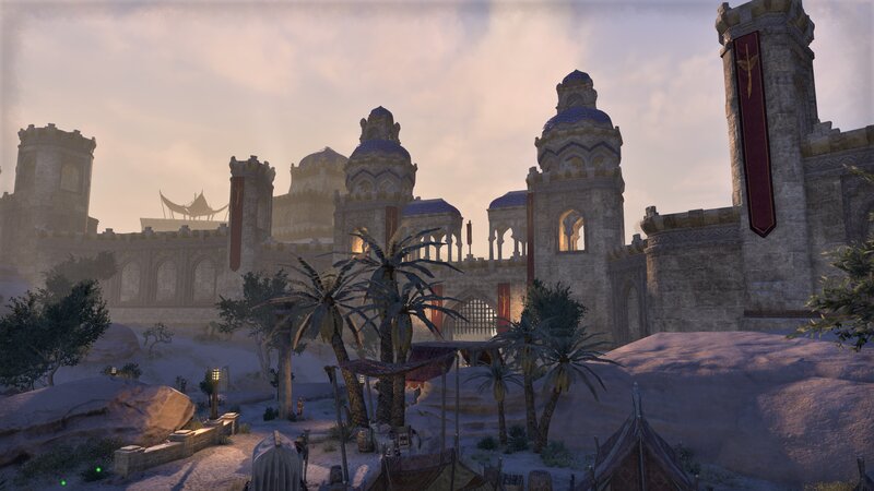 Ancient Fortress with Palm Trees