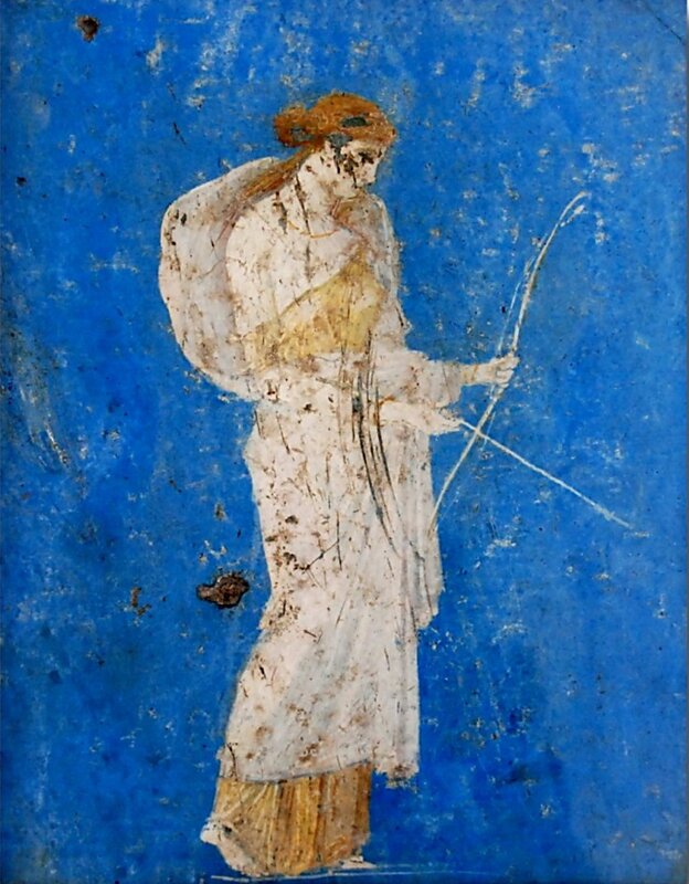 ancient fresco of archer