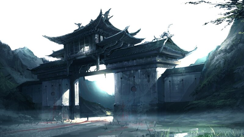 ancient gate in mountain pass