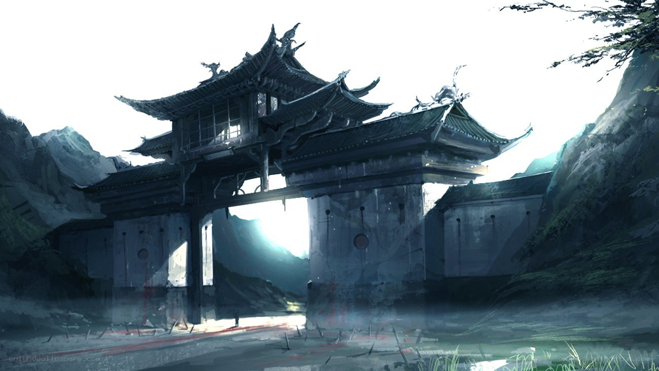 ancient gate in mountain pass
