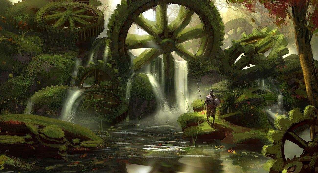 Ancient gears in a forest
