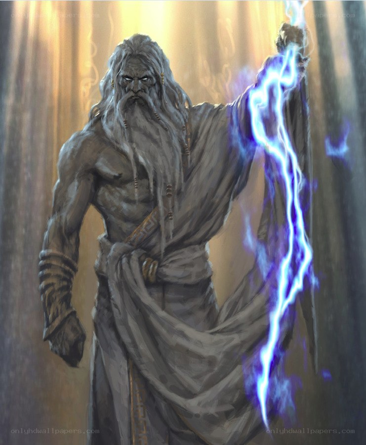 ancient god with lightning