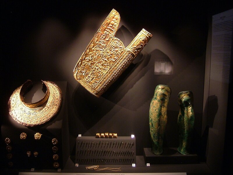 Ancient gold artifacts on display