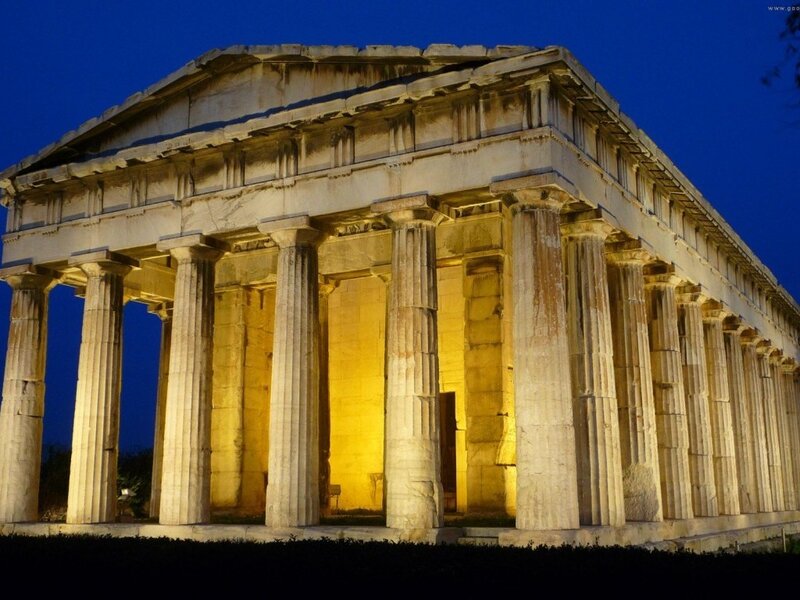 Ancient Greek Temple — Blue, Dramatic