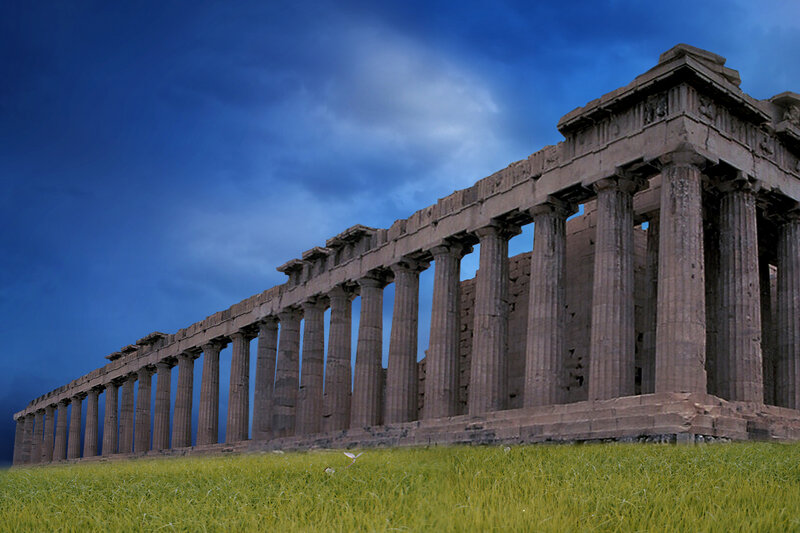 Ancient Greek Temple — Blue
