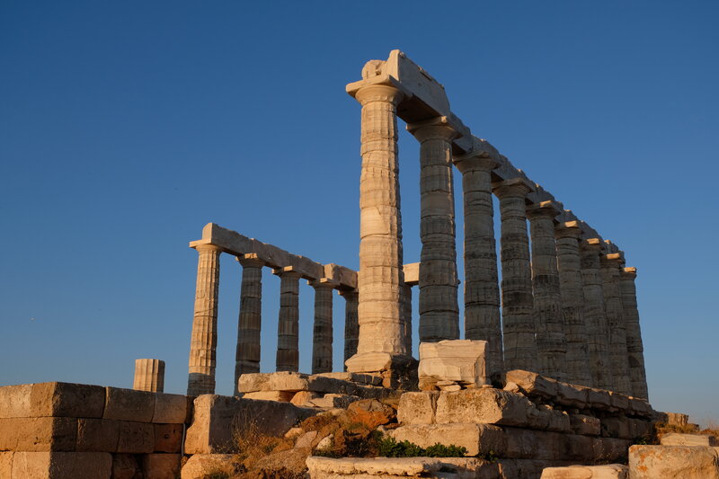Ancient Greek Temple Ruins — Blue, Serene
