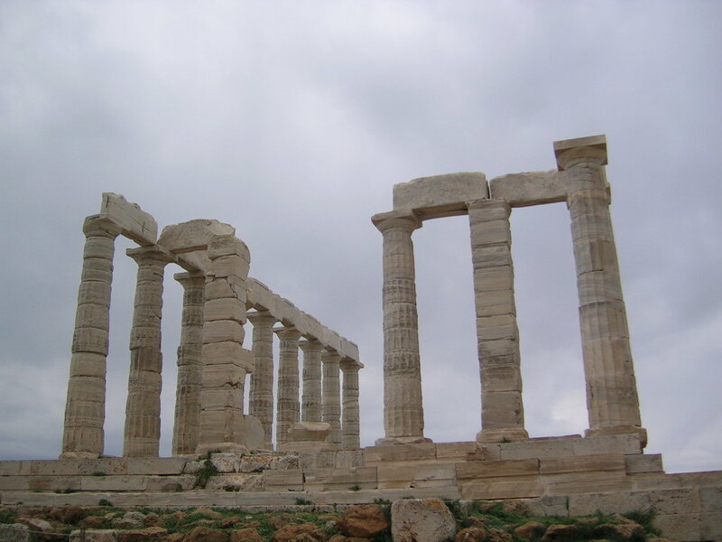 Ancient Greek Temple Ruins — Gray