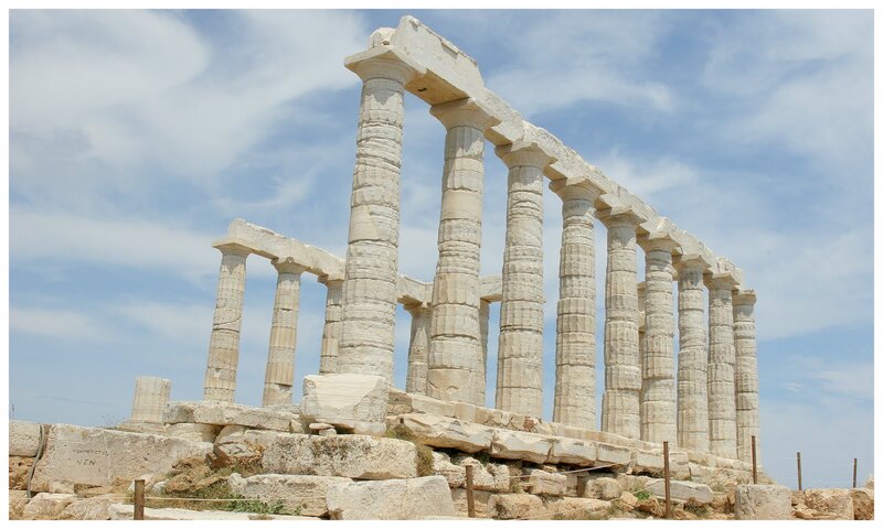 Ancient Greek Temple Ruins — White