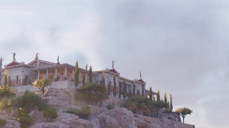 Ancient Greek Temple — White, Serene