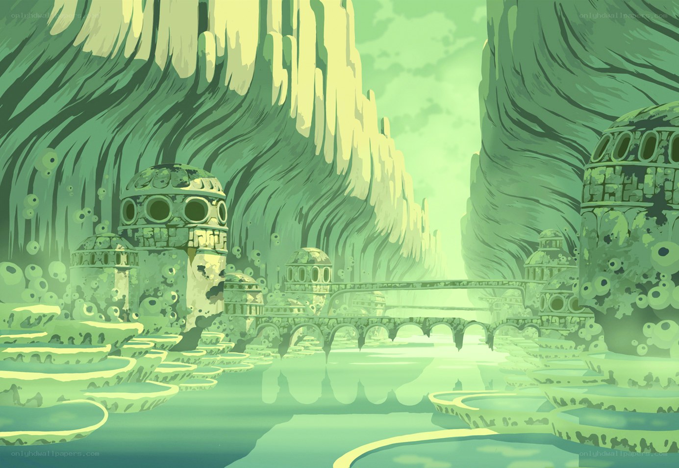 ancient green cityscape