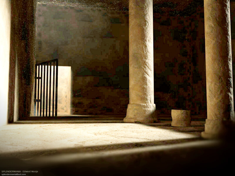 ancient hall with columns