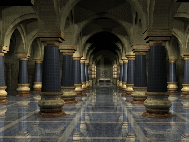 ancient hall with pillars