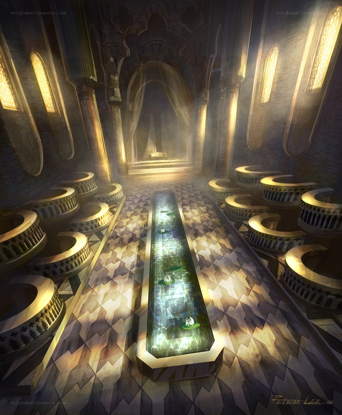 ancient hall with water channel