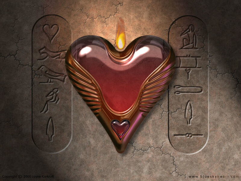 ancient heart with hieroglyphs