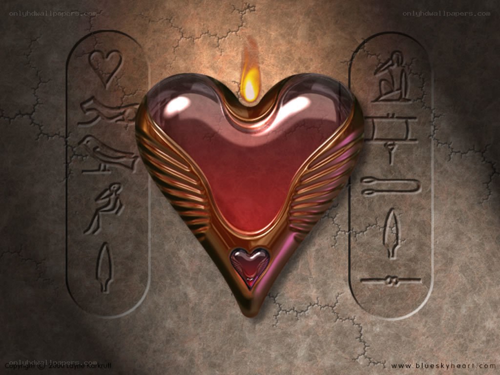 ancient heart with hieroglyphs