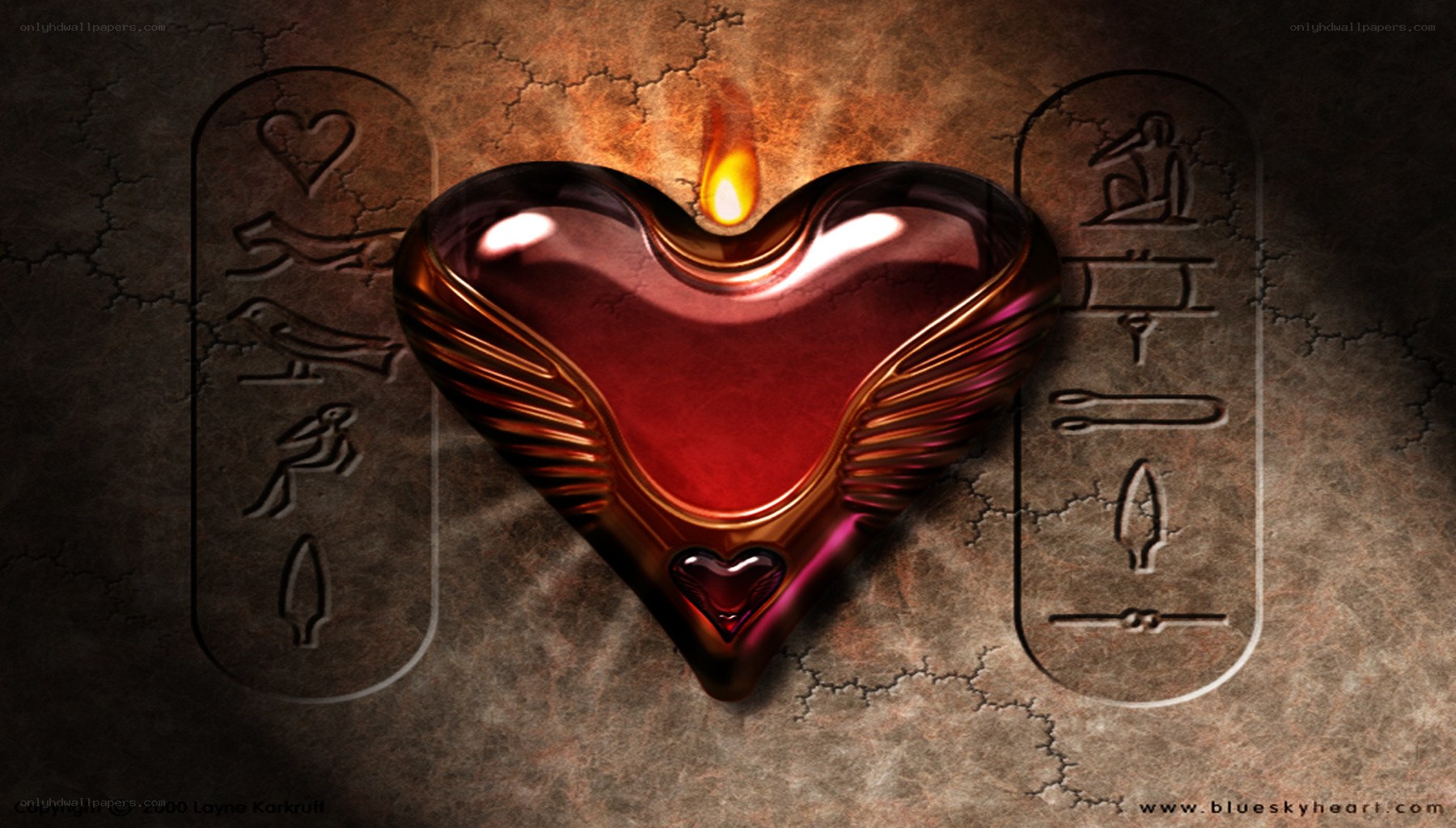 ancient heart with hieroglyphs